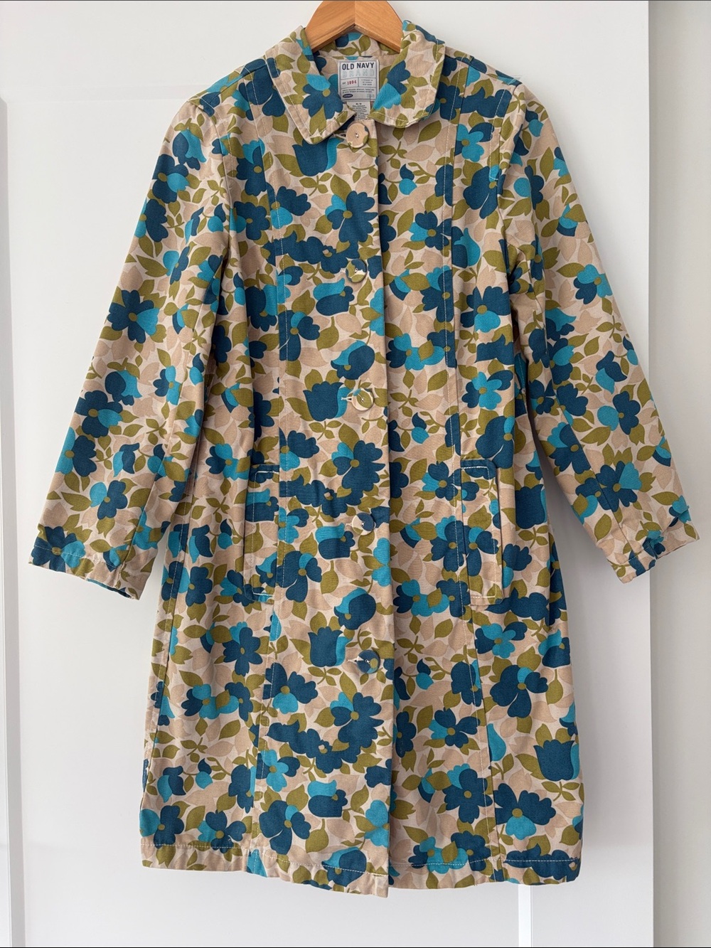 Old Navy Retro Floral A-Line Coat